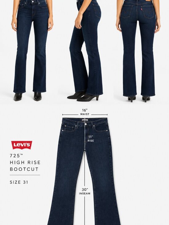 Levi's Denim - Levi's 725 High Rise Bootcut Jeans Women's 31 Dark Wash Stretch